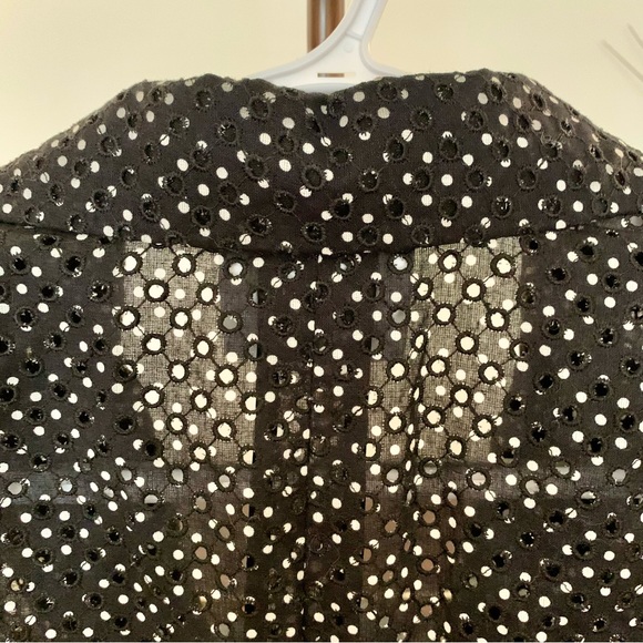 Akris Punto Short Sleeve Polka Dot Eyelet Blazer, Size 4 - Picture 8 of 12